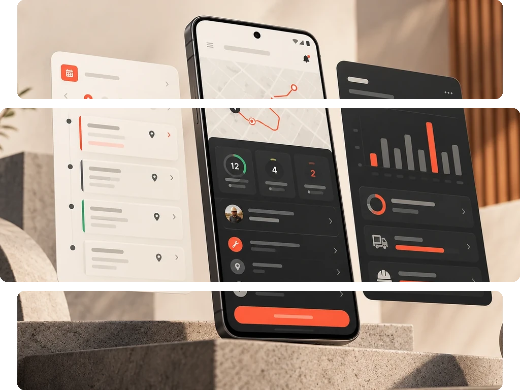 A mobile mockup of an Android app developed by Reincarnation's Android app developers, showing the internal interface.